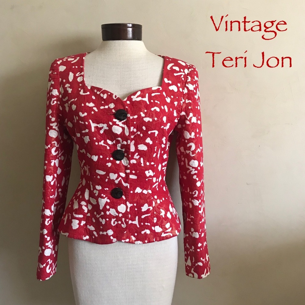 Vintage Teri Jon Red and White Blazer - Picture 2 of 7